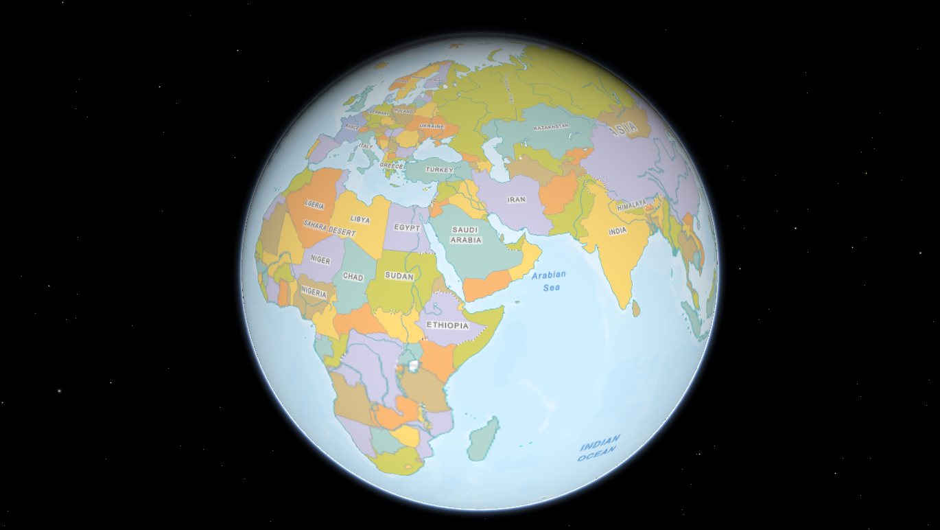 globe map of the world with labels