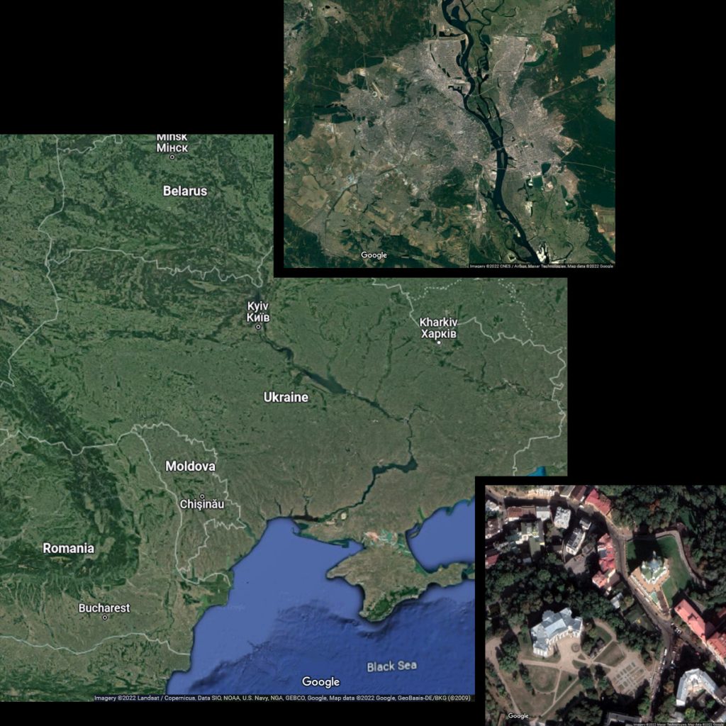 map of ukraine with satellite image of kiev